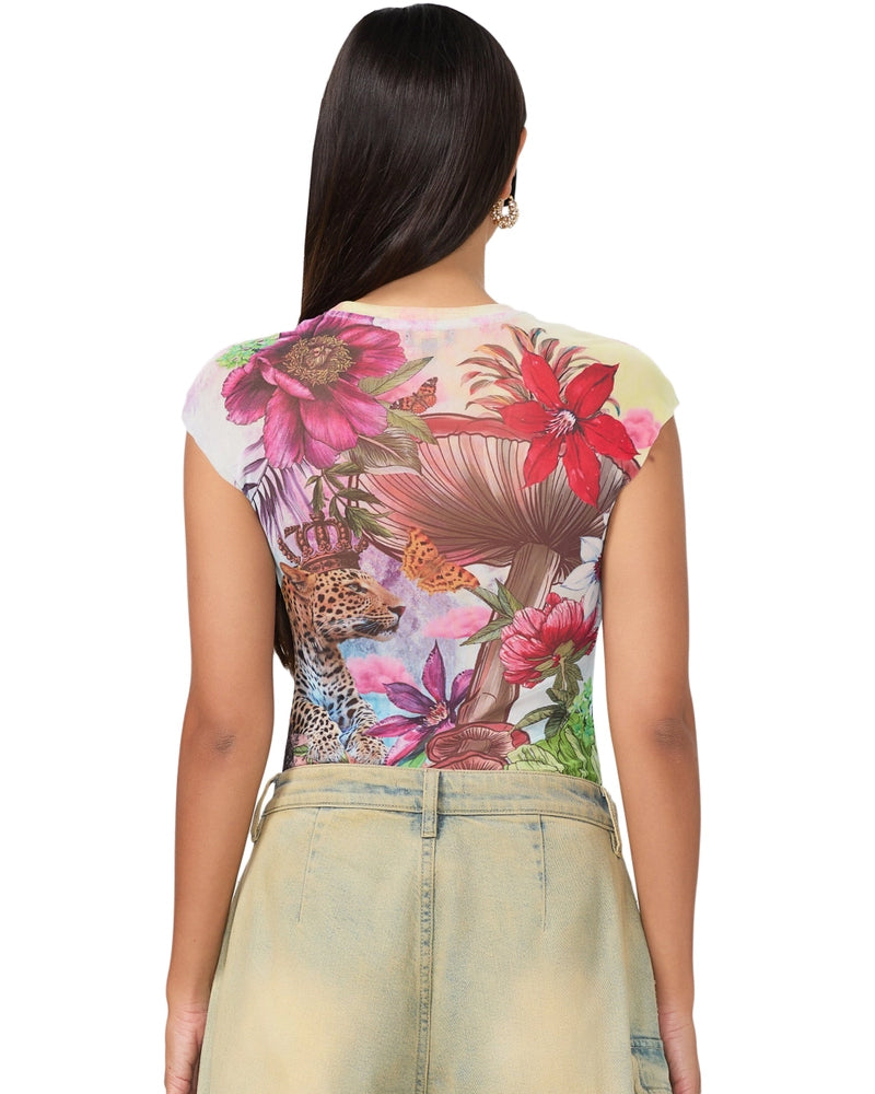 Nina Mesh Top in Placed Tropical