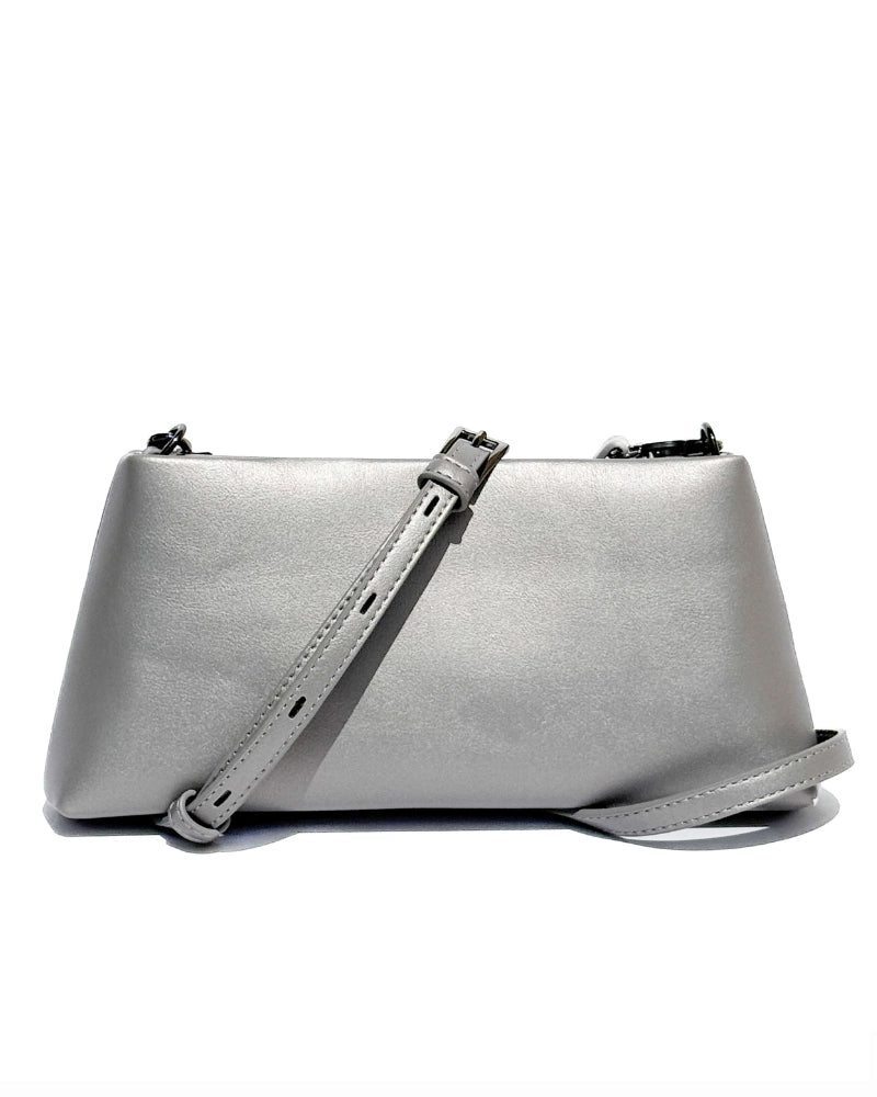 Vegan Leather Duo Bag in Silver