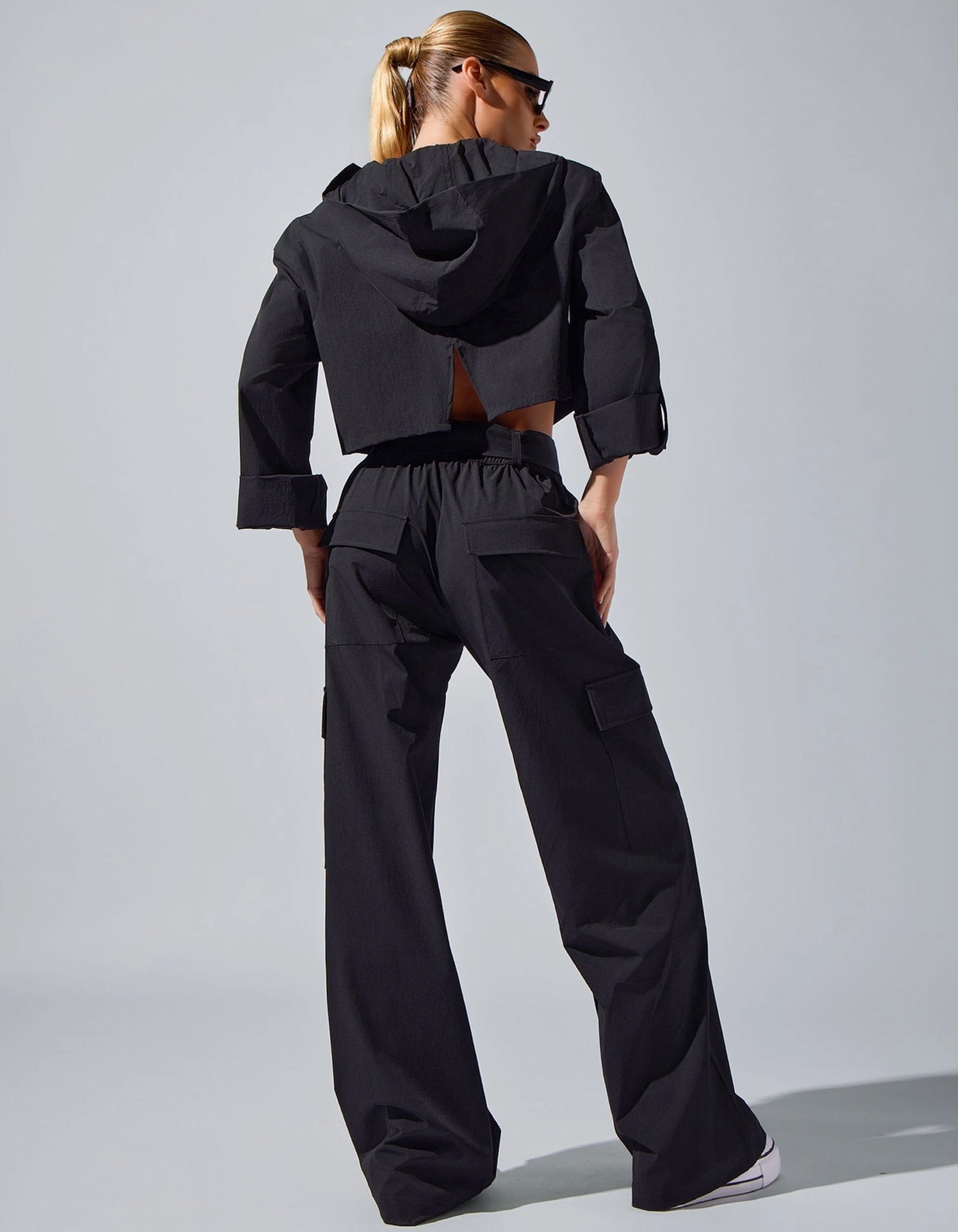 Ava Belted Wide Leg Pant in Black