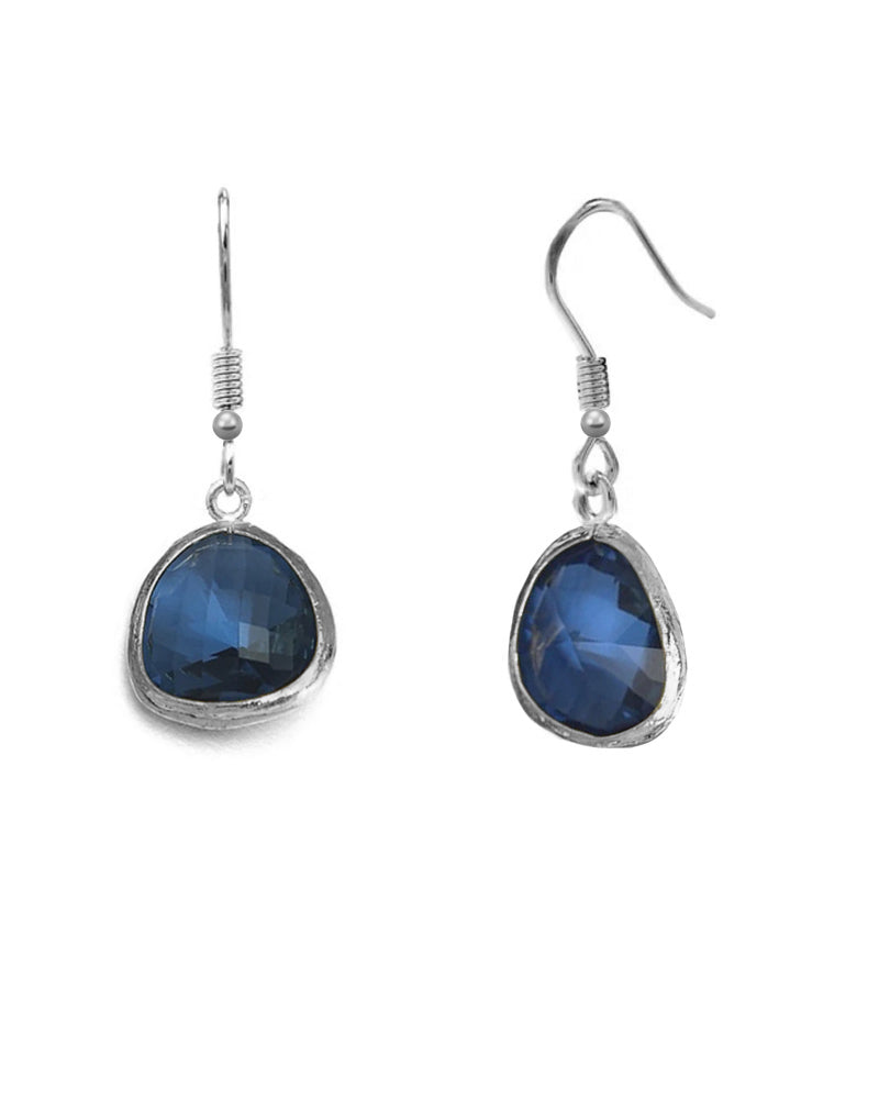 Silver Plated Navy Crystal Earring