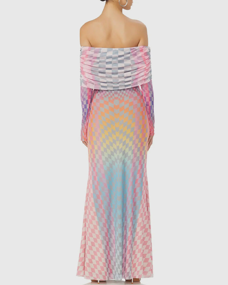 Grid Ombre Thelma Maxi Dress