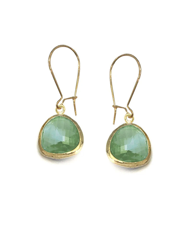 Gold Plated Self Hook Mint Crystal Earring