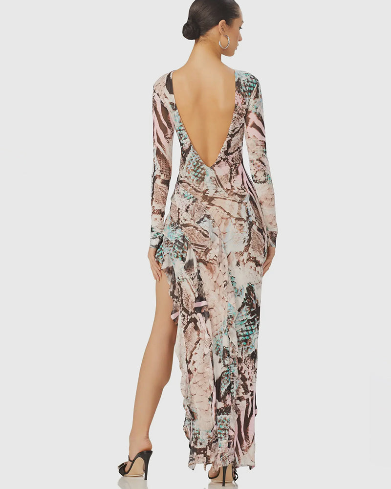 Aqua Mixed Animal Print Jacie Dress