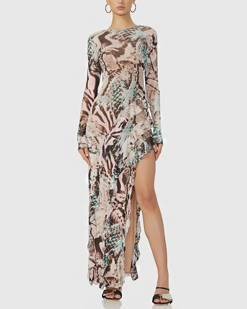 Aqua Mixed Animal Print Jacie Dress
