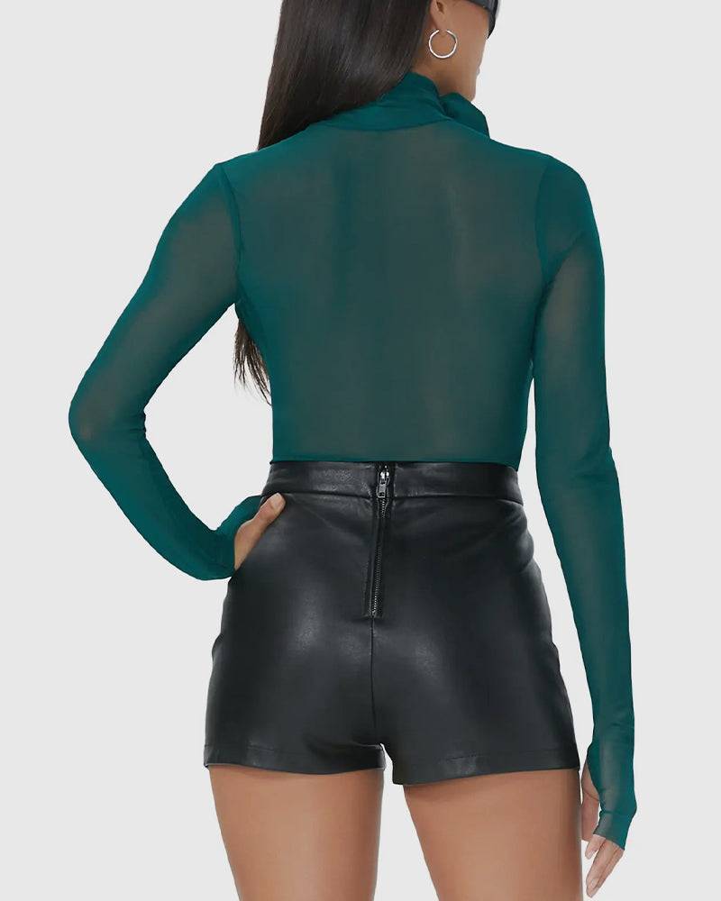 Botanical Green Zadie Sheer Rosette Top