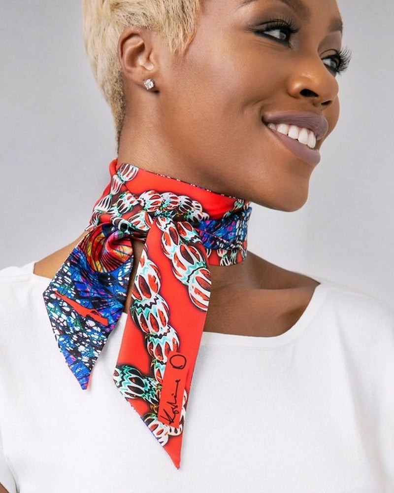 Krobo Italian Silk Skinny Scarf