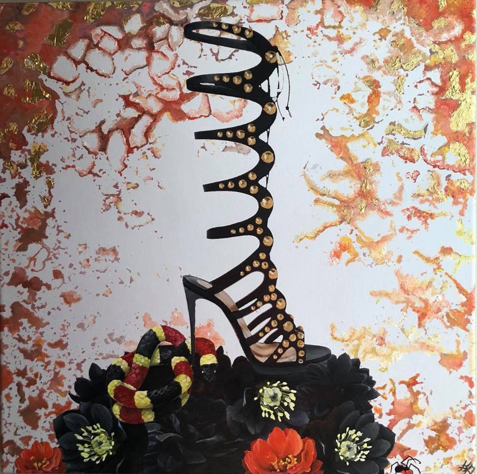 If Red Touched Yellow - Acrylic and Goldleaf on Canvas
