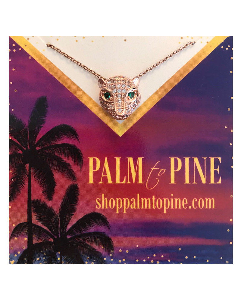 Palm to Pine Rose Gold Pave Rhinestone Jaguar Pendant