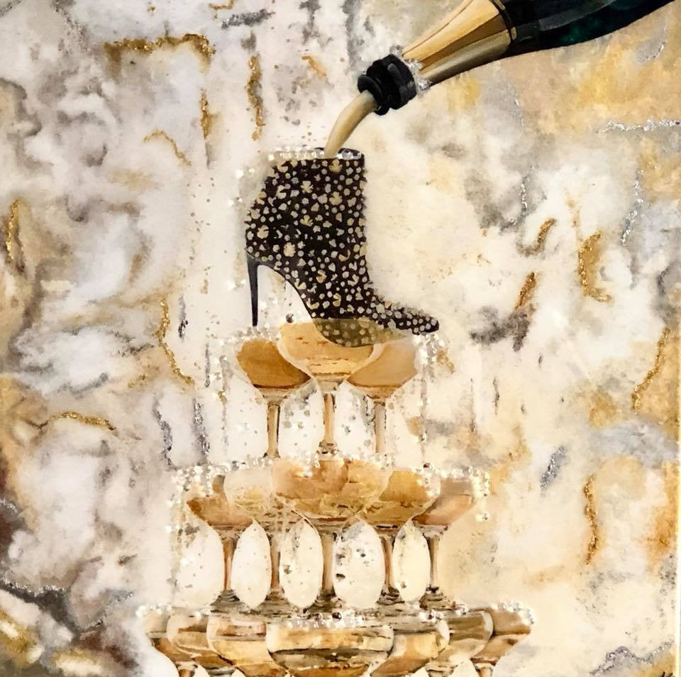 Life of the Party - Acrylic, Resin, Glass Spheres on Canvas