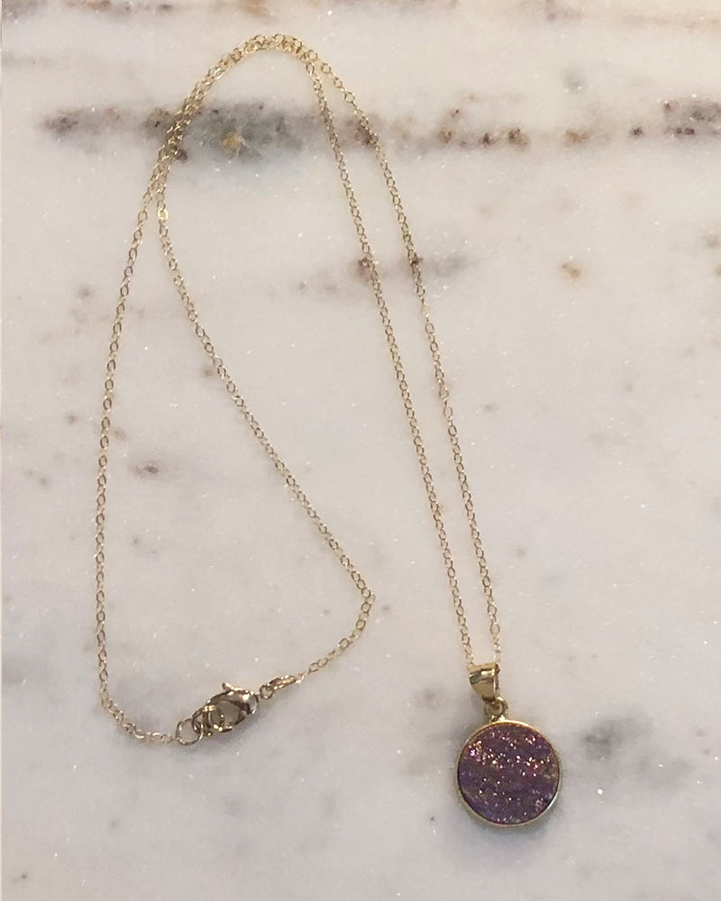 Palm to Pine Gold Purple Druzy Pendant