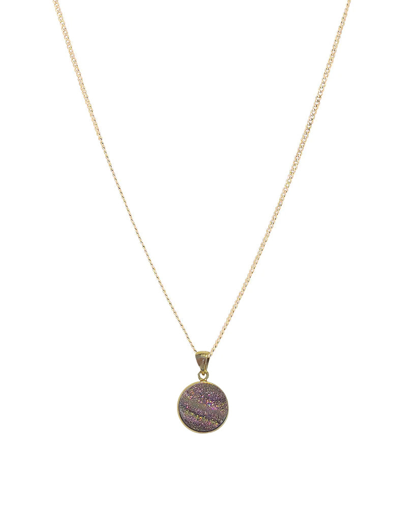 Palm to Pine Gold Purple Druzy Pendant
