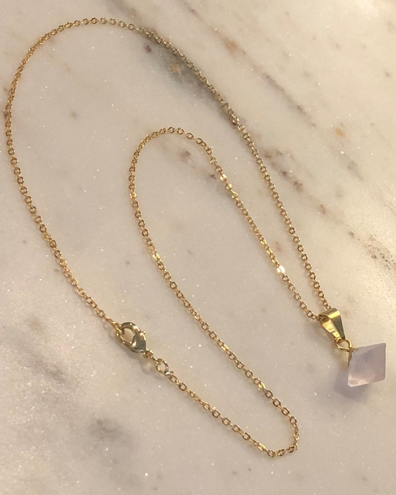 Palm to Pine Gold Rose Quartz Pendant