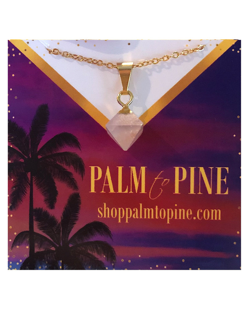 Palm to Pine Gold Rose Quartz Pendant