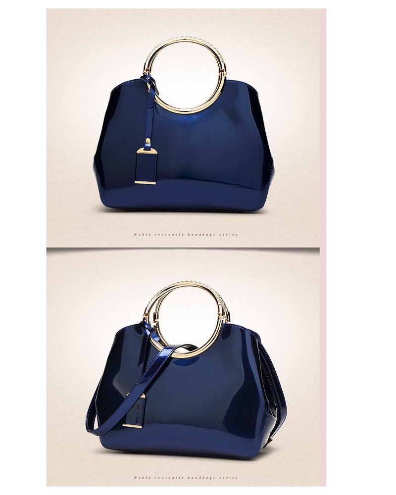 Navy Patent Leather Handbag