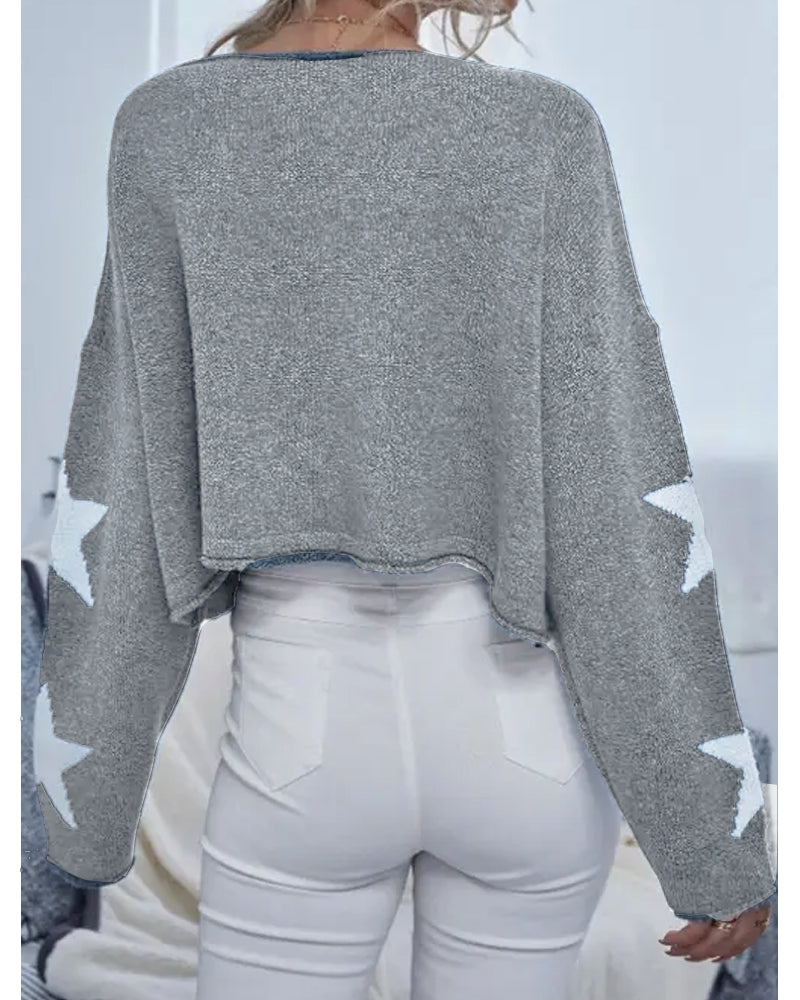 Star Drop Shoulder Boxy Sweater