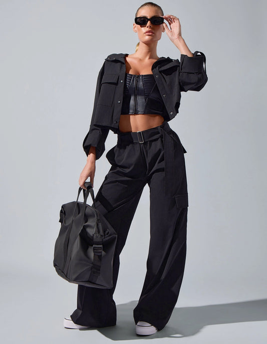 Ava Cropped Jacket in Black
