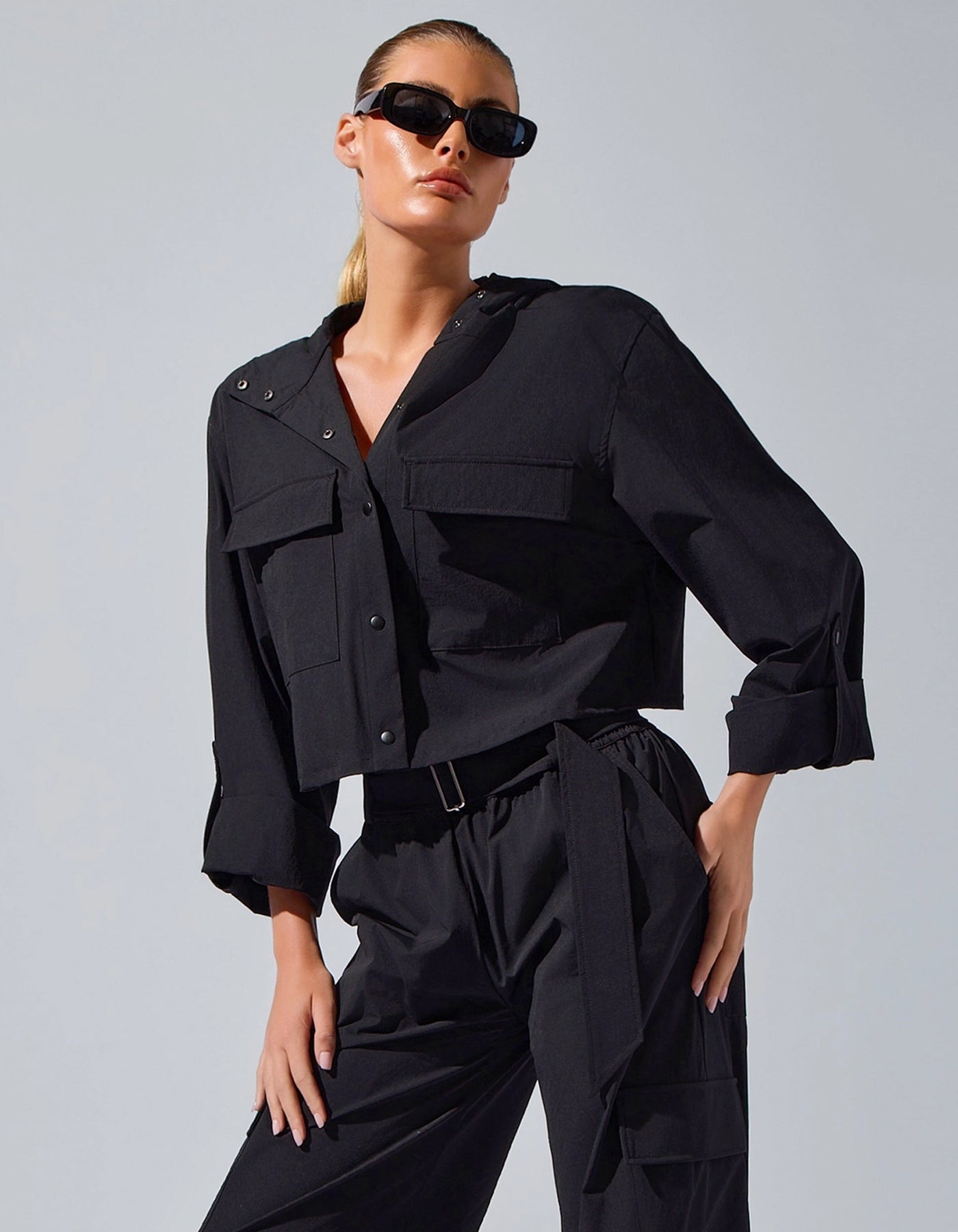 Ava Cropped Jacket in Black