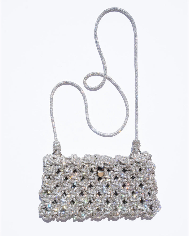 Eden 2 in 1 Clutch with 30" Shoulder Strap in Crystal