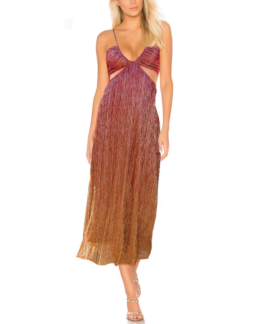Crush Away Ombre Cutout Midi Dress in Rust/Gold