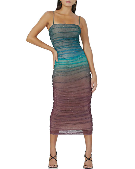 Turquoise Hazel Ombre Rhinestone Dress