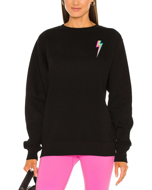 Embroidered Jewel Tone Lightning Bolt Sweatshirt