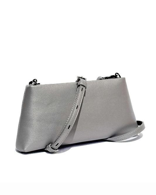 Vegan Leather Duo Bag in Silver