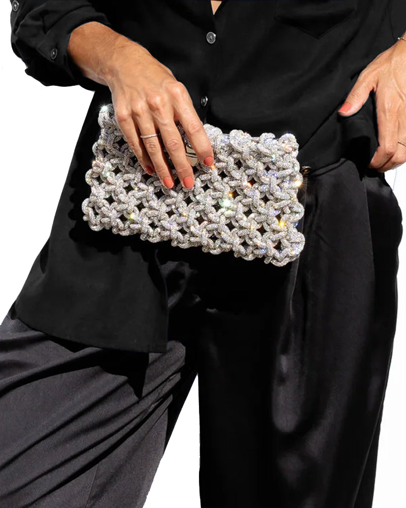 Eden 2 in 1 Clutch with 30" Shoulder Strap in Crystal