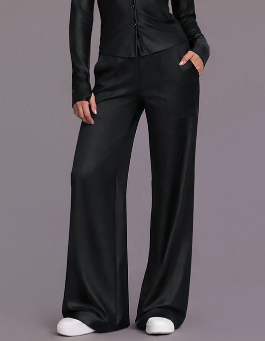 Thea Satin Pants in Black