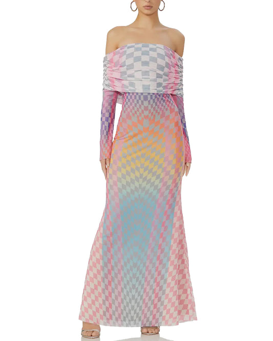 Grid Ombre Thelma Maxi Dress