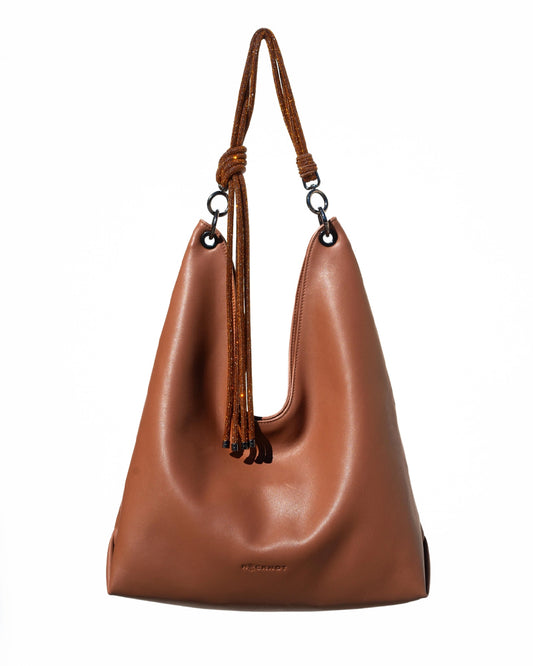 Ori Hobo Bag in Chestnut and Amber Crystal Swing Strap