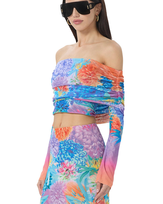 Lynette Top in Neon Botanical