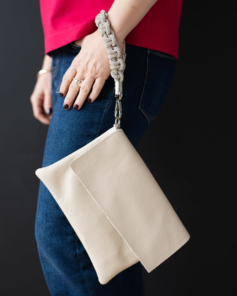 Crystal Knotted Wristlet in Silver