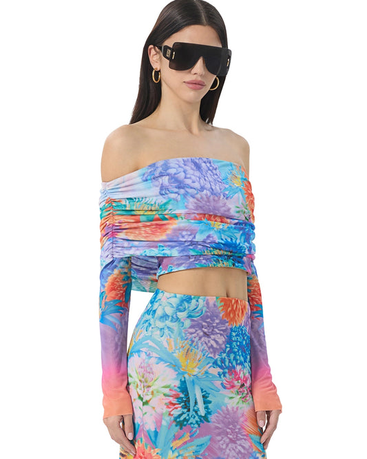 Lynette Top in Neon Botanical