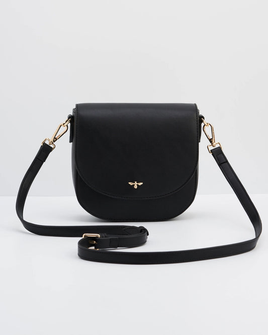 Beth Saddle Crossbody in Black