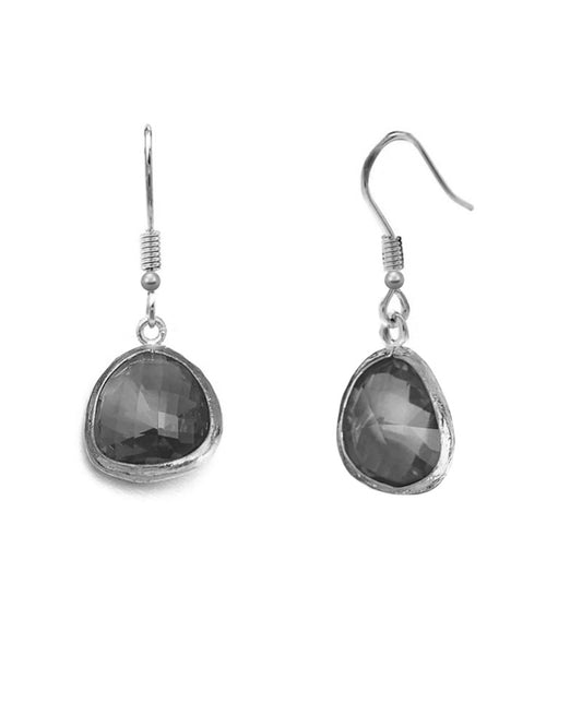 Silver Plated Charcoal Crystal Earring