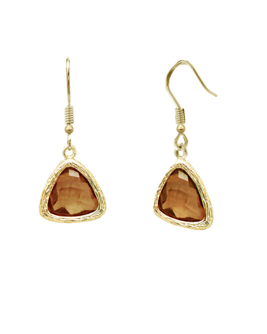Gold Plated Triangle Hazel Crystal Earring