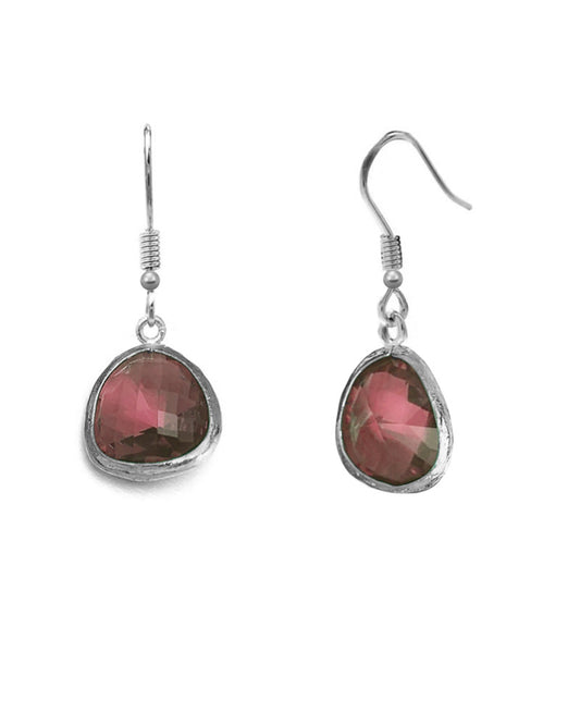 Silver Plated Plum Crystal Earring