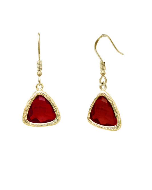 Gold Plated Triangle Ruby Crystal Earring