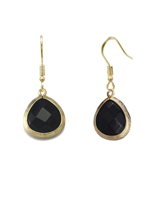 Gold Plated Black Onyx Earring