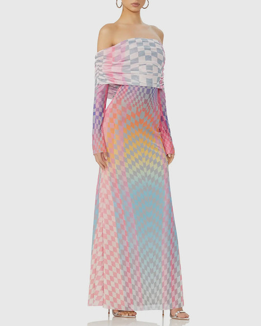 Grid Ombre Thelma Maxi Dress