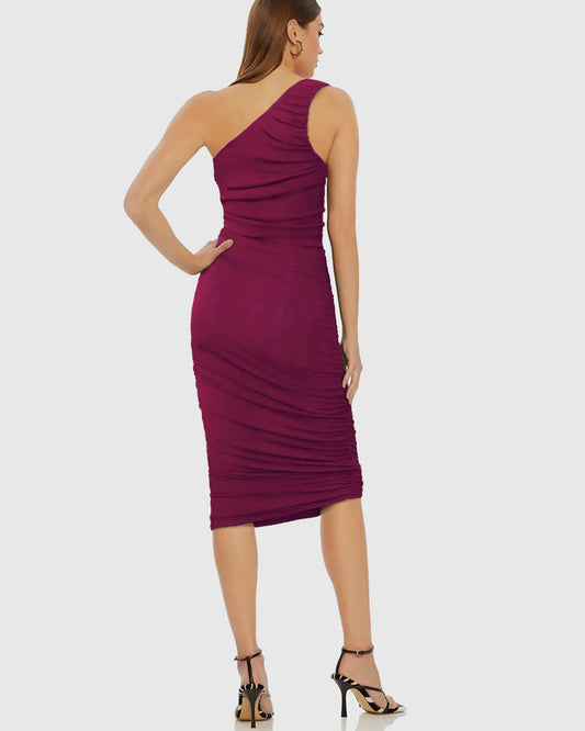 Orchid One Shoulder Ruched Dress