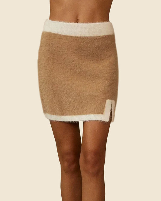 Fuzzy Color Block Mini Skirt