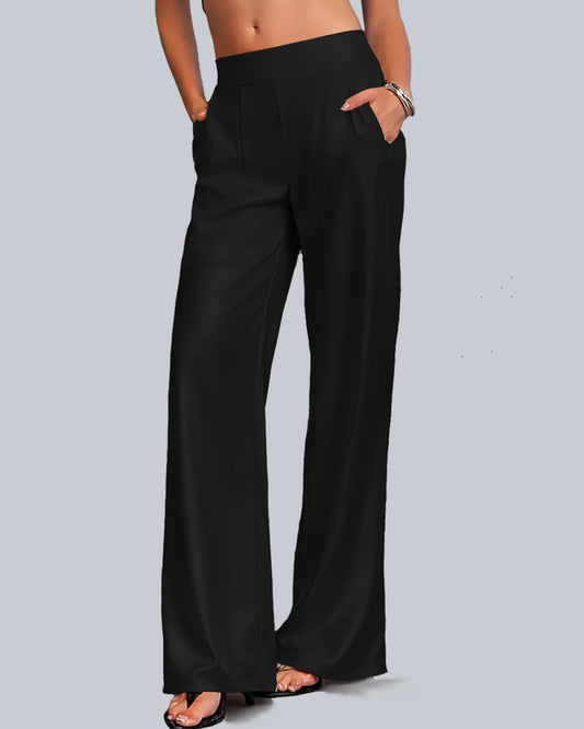 Thea Satin Pants in Black