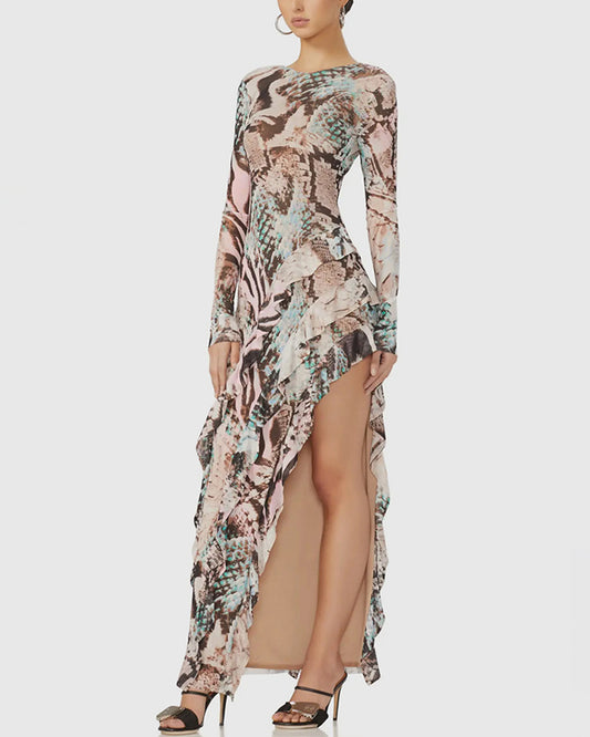 Aqua Mixed Animal Print Jacie Dress