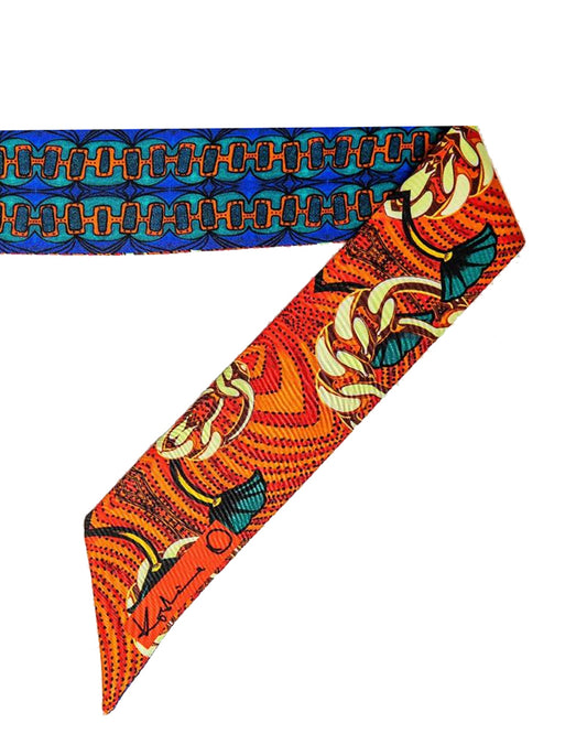 Ankara Italian Silk Skinny Scarf