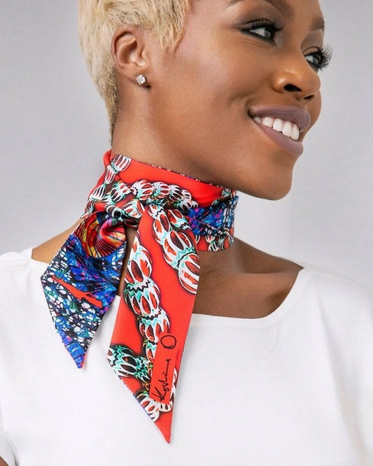 Krobo Italian Silk Skinny Scarf