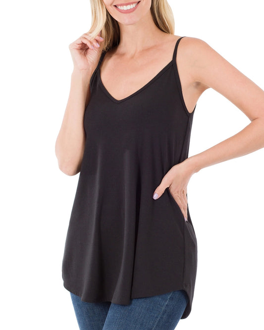 Reversible Long Cami Top - Black