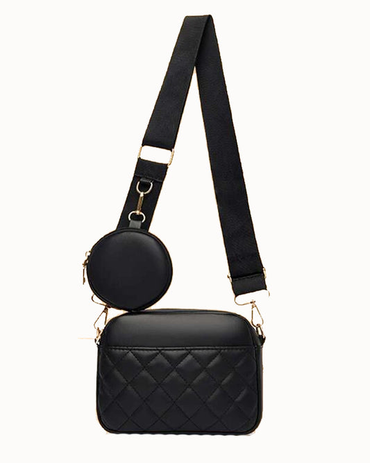 Black Qilted Crossbody Bag