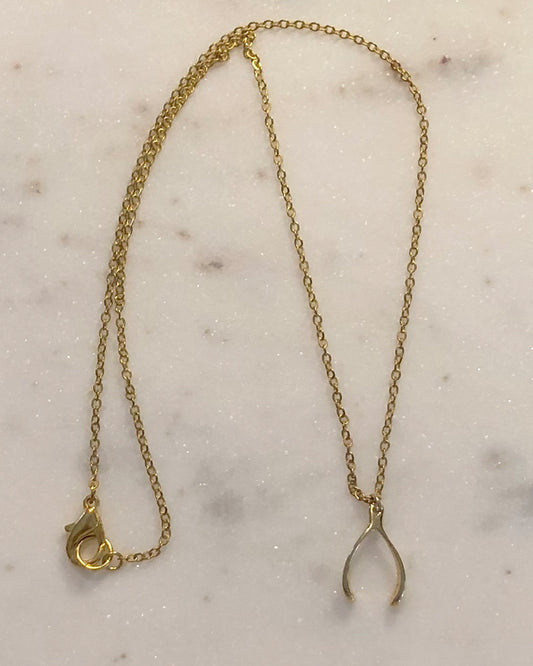 Palm to Pine MINIS Gold Wishbone Pendant