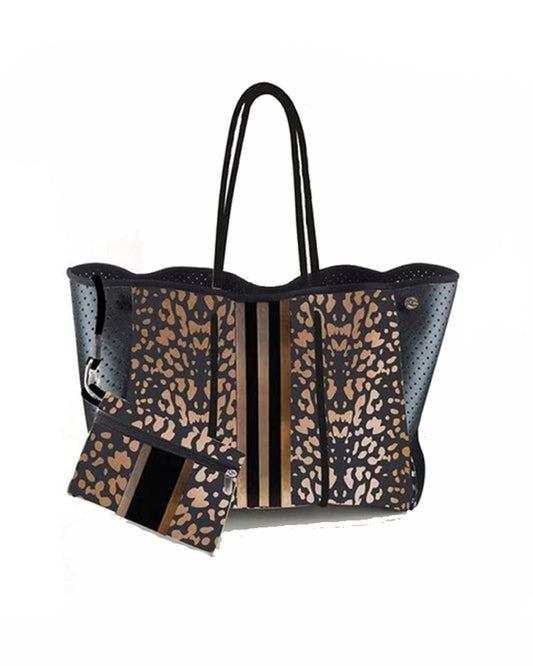 Gold Metallic Print Neoprene Tote Bag